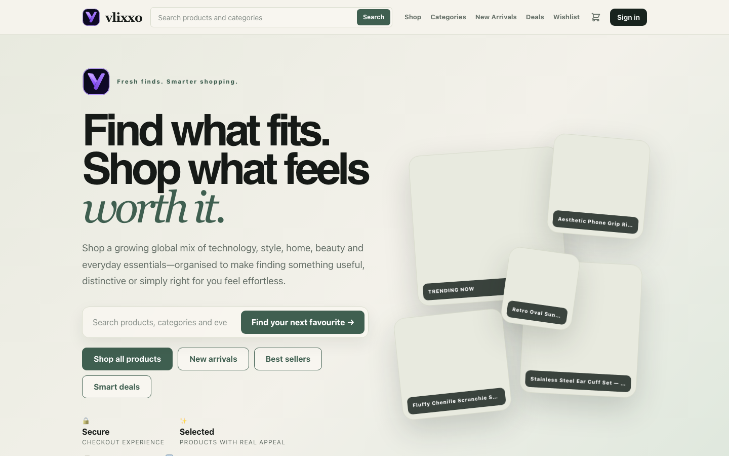 Vlixxo ecommerce storefront operated within the BrandVerse ecosystem